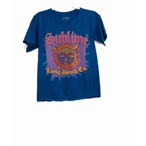 Sublime Mens Blue Cotton T Shirt Graphic Tee Long Beach CA Casual Short Sleeve S